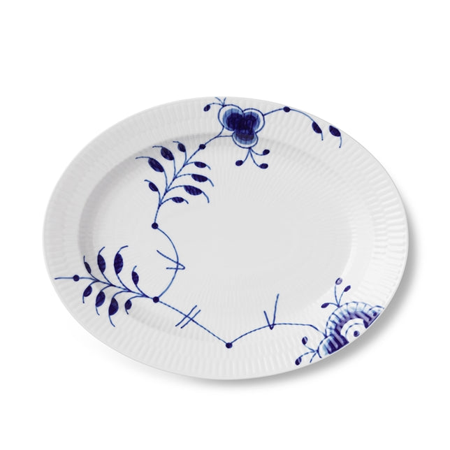 Blå Mega riflet fad - 30,5 cm.